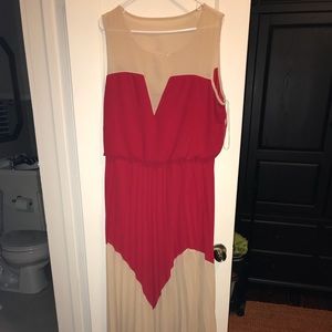 Boutique Maxi two tone dress red and tan